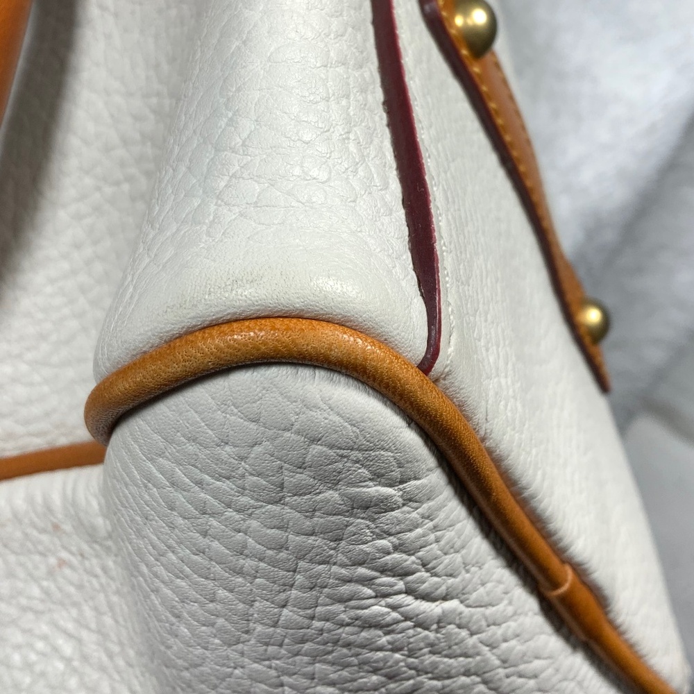 Dooney & Bourke Cream and Tan Domed Leather Satchel - Picture 12 of 16